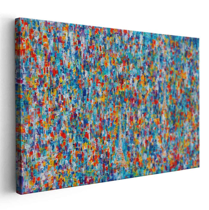 Urban Splatter Fusion: Abstract Expressionist Eiffel Tower Mosaic