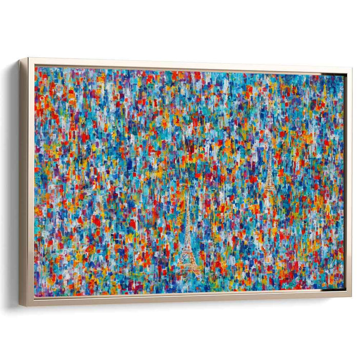 Urban Splatter Fusion: Abstract Expressionist Eiffel Tower Mosaic