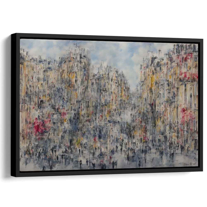 Cityscape Serenade Symphony: Urban Symphony in Blues and Grays Canvas Art Print
