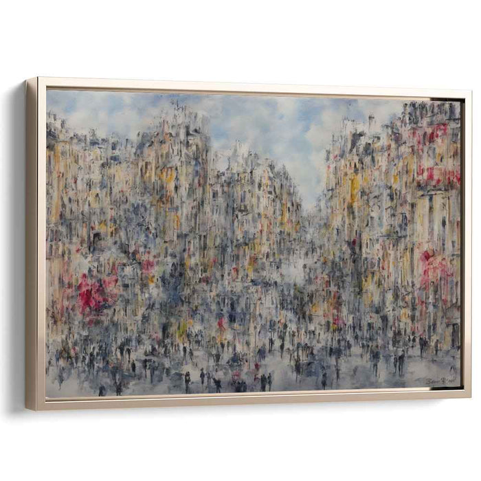 Cityscape Serenade Symphony: Urban Symphony in Blues and Grays Canvas Art Print