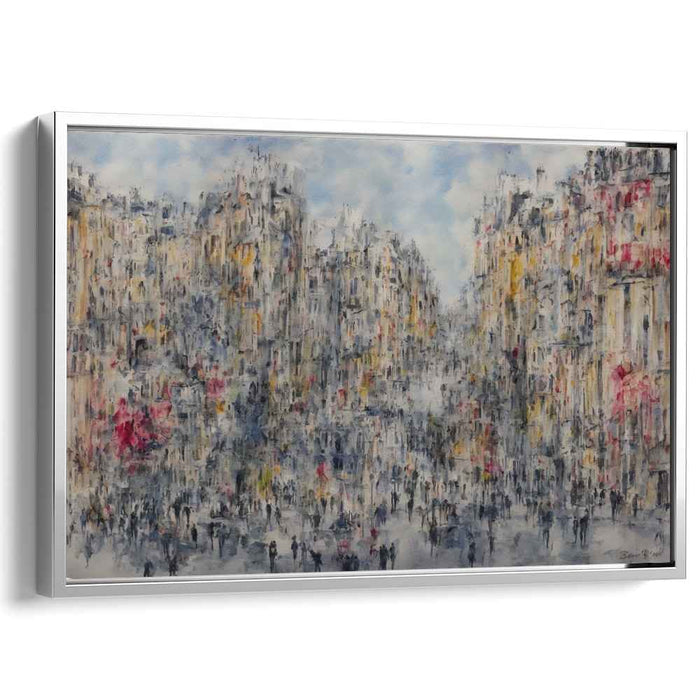 Cityscape Serenade Symphony: Urban Symphony in Blues and Grays Canvas Art Print