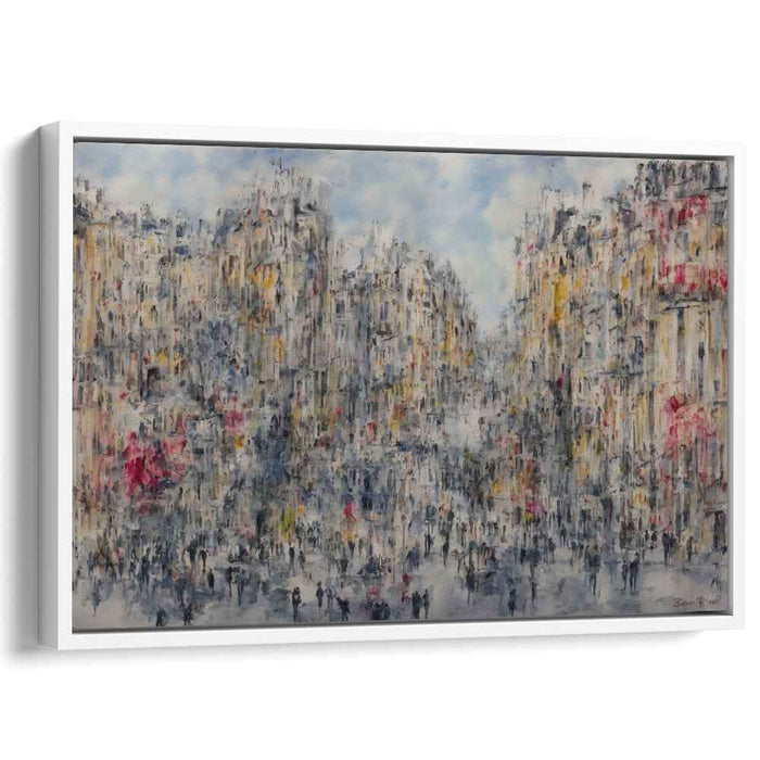 Cityscape Serenade Symphony: Urban Symphony in Blues and Grays Canvas Art Print
