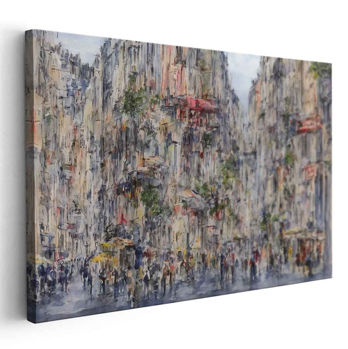 Cityscape Melodic Vibrations: Impressionist Urban Symphony Canvas Art Print