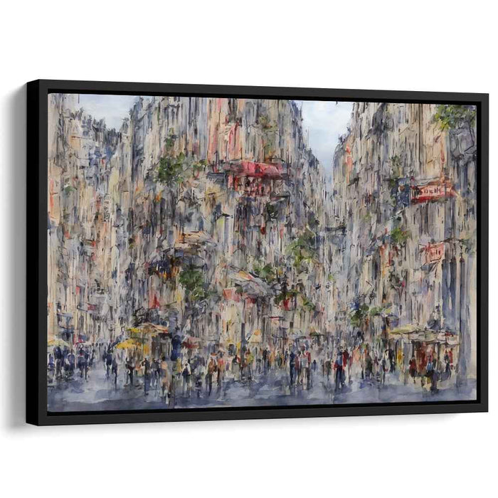 Cityscape Melodic Vibrations: Impressionist Urban Symphony Canvas Art Print