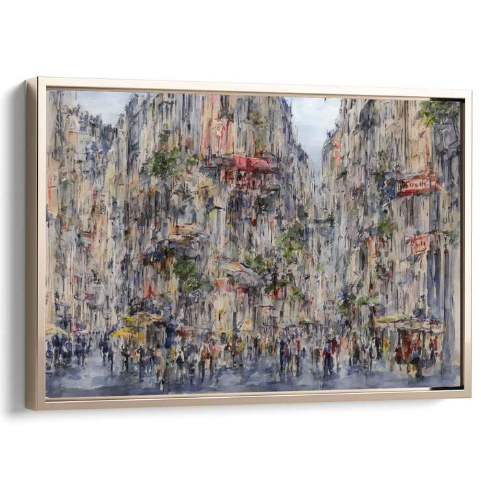 Cityscape Melodic Vibrations: Impressionist Urban Symphony Canvas Art Print