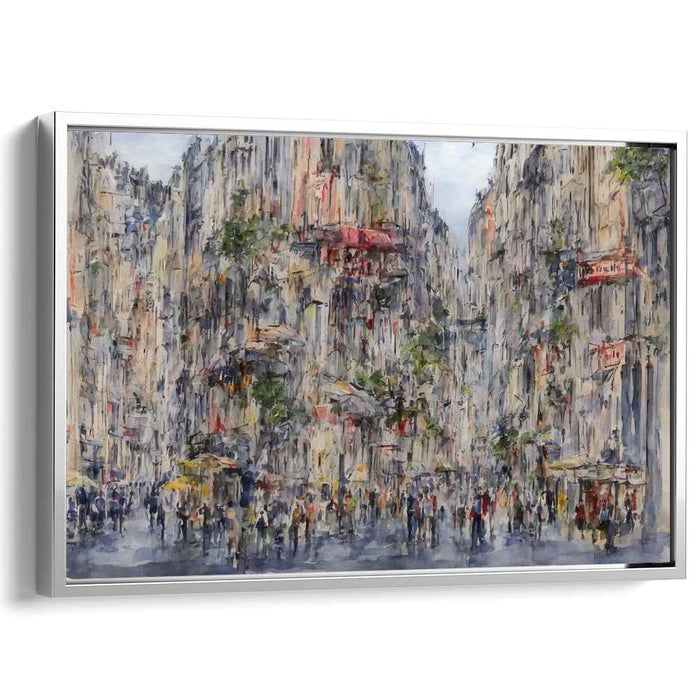 Cityscape Melodic Vibrations: Impressionist Urban Symphony Canvas Art Print