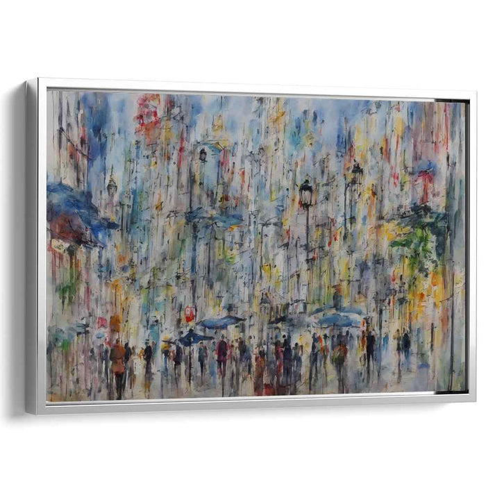 Pastel Urban Symphony: Impressionist Cityscape in Soft Blues and Yellows