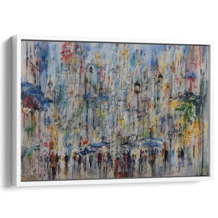 Pastel Urban Symphony: Impressionist Cityscape in Soft Blues and Yellows