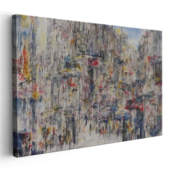 Cityscape in Motion: Abstract Urban Chaos Canvas Art Print