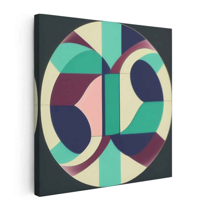 Spiraling Cosmic Echoes: Modern Abstract Circle Canvas Art Print