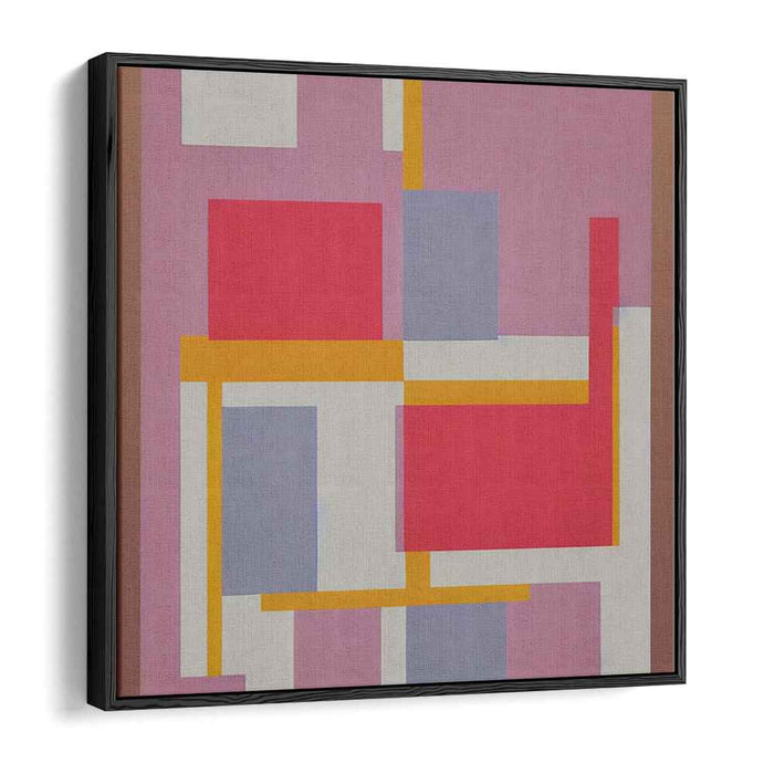 Vivid Gestural Abstraction: Modernist Red and Mustard Abstract Canvas Art