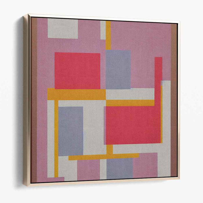 Vivid Gestural Abstraction: Modernist Red and Mustard Abstract Canvas Art