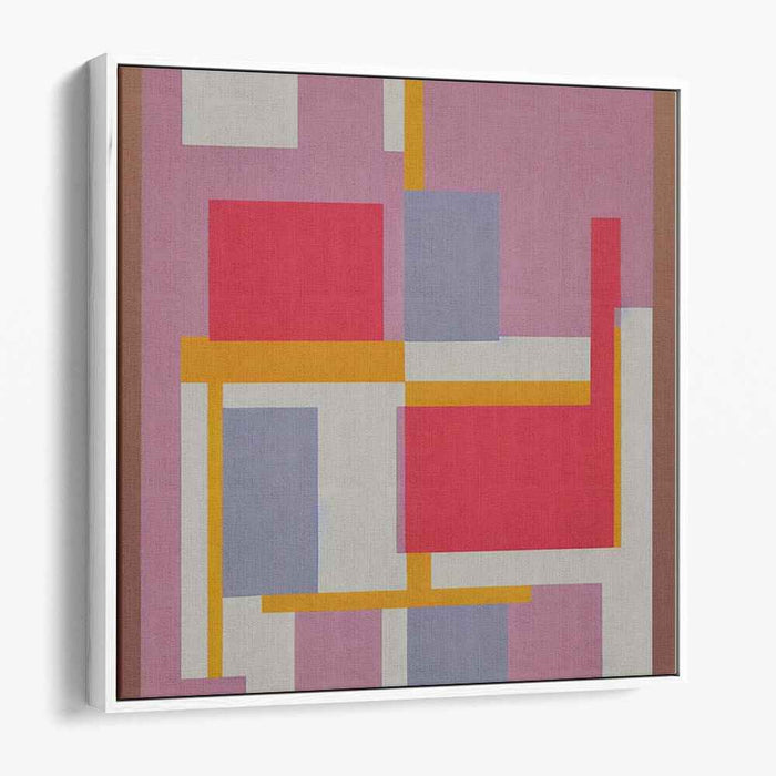 Vivid Gestural Abstraction: Modernist Red and Mustard Abstract Canvas Art