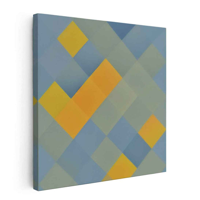 Sunset Whispers Beyond: Abstract Yellow and Blue Canvas Art Print