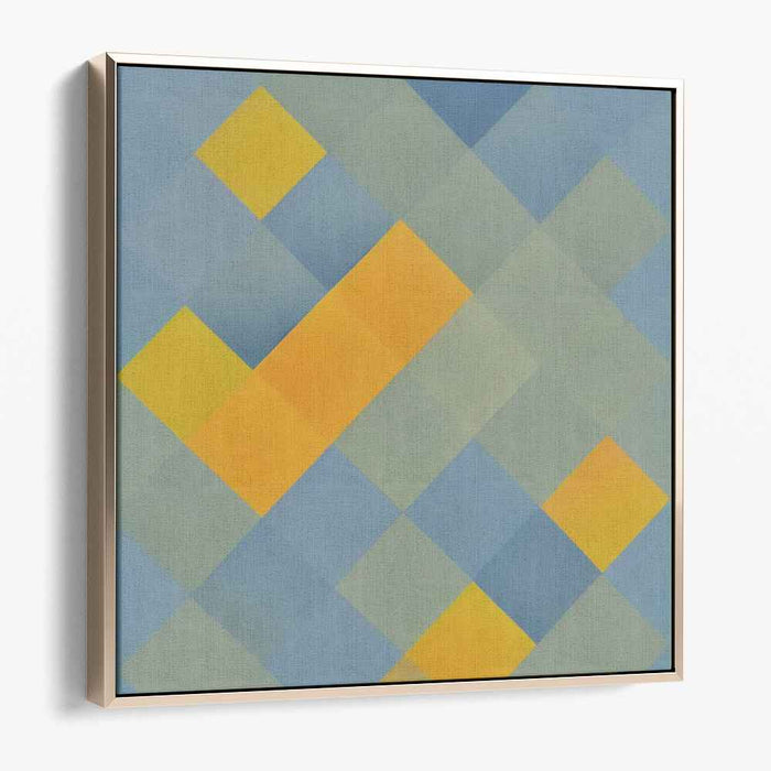 Sunset Whispers Beyond: Abstract Yellow and Blue Canvas Art Print