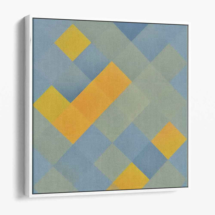 Sunset Whispers Beyond: Abstract Yellow and Blue Canvas Art Print