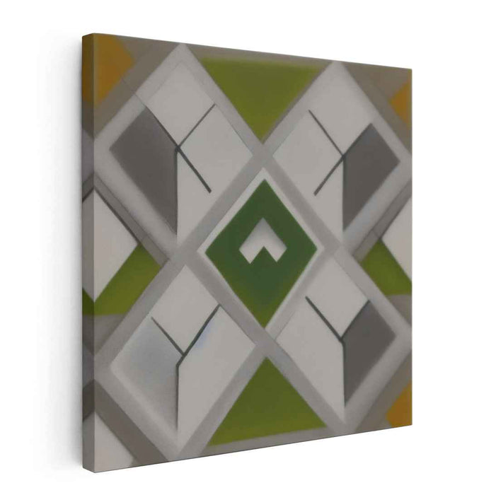 Whispers of Verdant Harmony: Symmetrical Play in Green and Gray Canvas Art