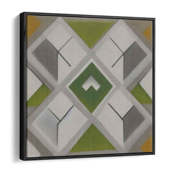 Whispers of Verdant Harmony: Symmetrical Play in Green and Gray Canvas Art