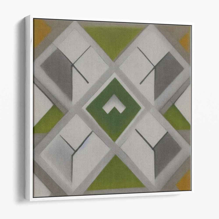 Whispers of Verdant Harmony: Symmetrical Play in Green and Gray Canvas Art