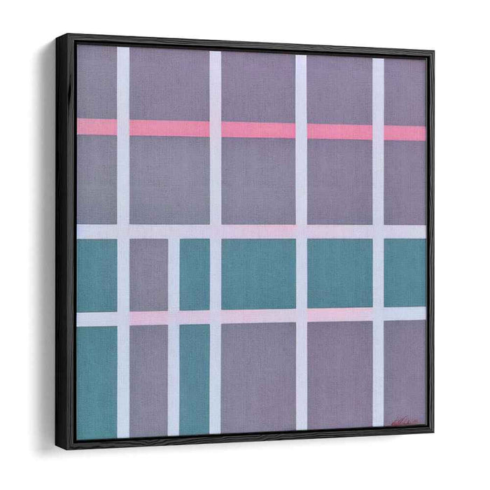 Harmonious Grids: Minimalist Geometric Abstraction in Muted Grey and Teal