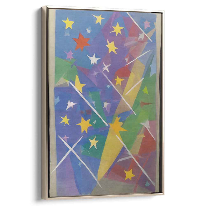 Neon Galaxy Dance: Vibrant Geometric Abstract Starry Night Canvas Art Print