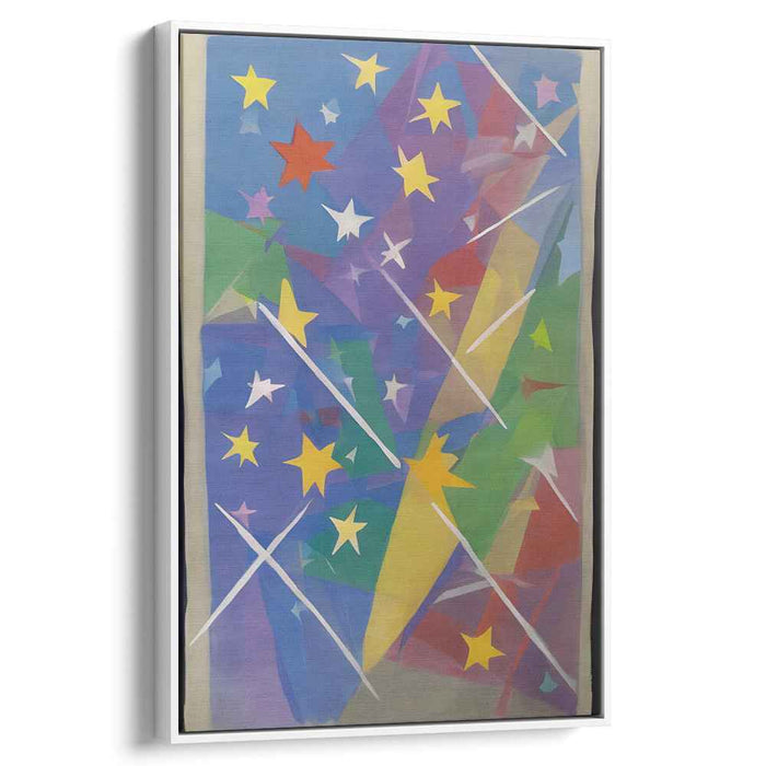 Neon Galaxy Dance: Vibrant Geometric Abstract Starry Night Canvas Art Print