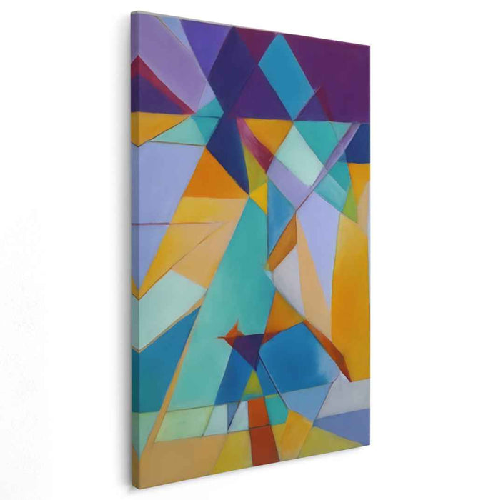 Tropical Fusion: Vibrant Turquoise and Orange Abstract Canvas Art