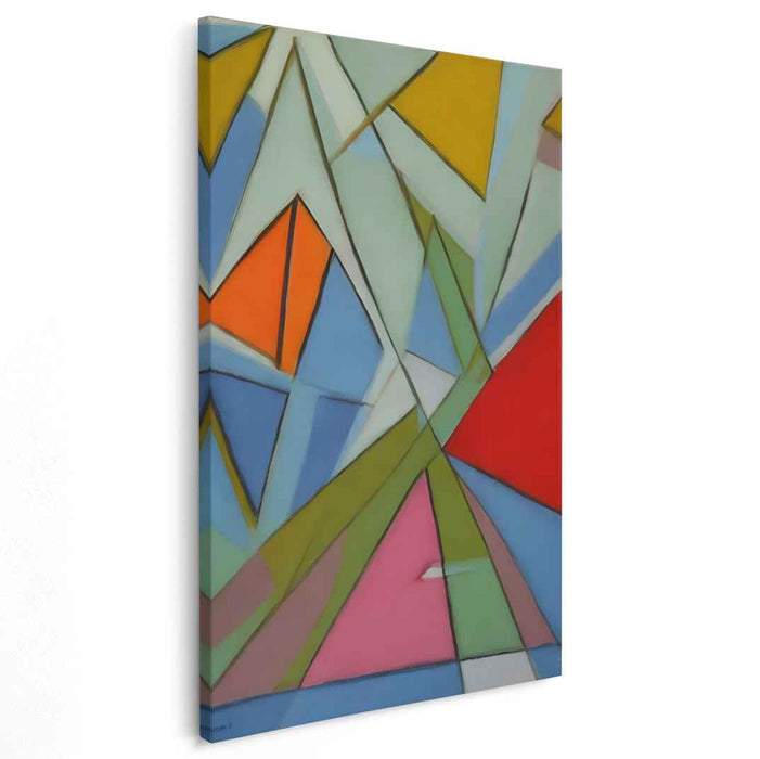 Geometric Mirage Whispers: Abstract Triangular Canvas Art Print