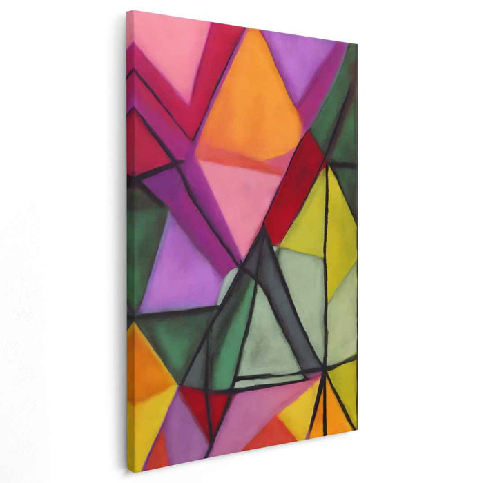 Luminous Prism Symphony: Vibrant Geometric Abstract Canvas Art