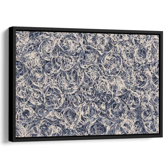 Ink Sea Whispers: Abstract Expressionist Navy and White Canvas Art