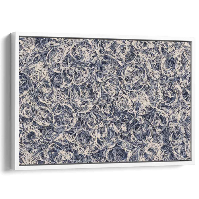 Ink Sea Whispers: Abstract Expressionist Navy and White Canvas Art