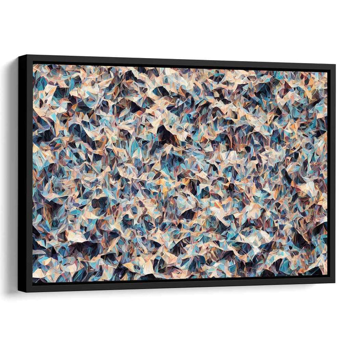 Harmonious Chaos: Abstract Cubist Blue and Beige Canvas Art Print