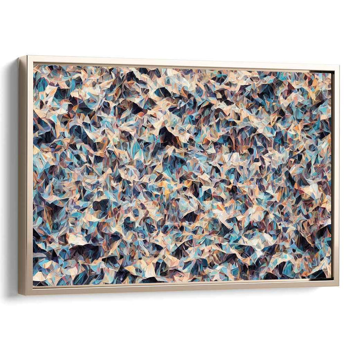 Harmonious Chaos: Abstract Cubist Blue and Beige Canvas Art Print