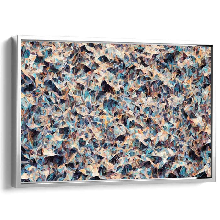 Harmonious Chaos: Abstract Cubist Blue and Beige Canvas Art Print