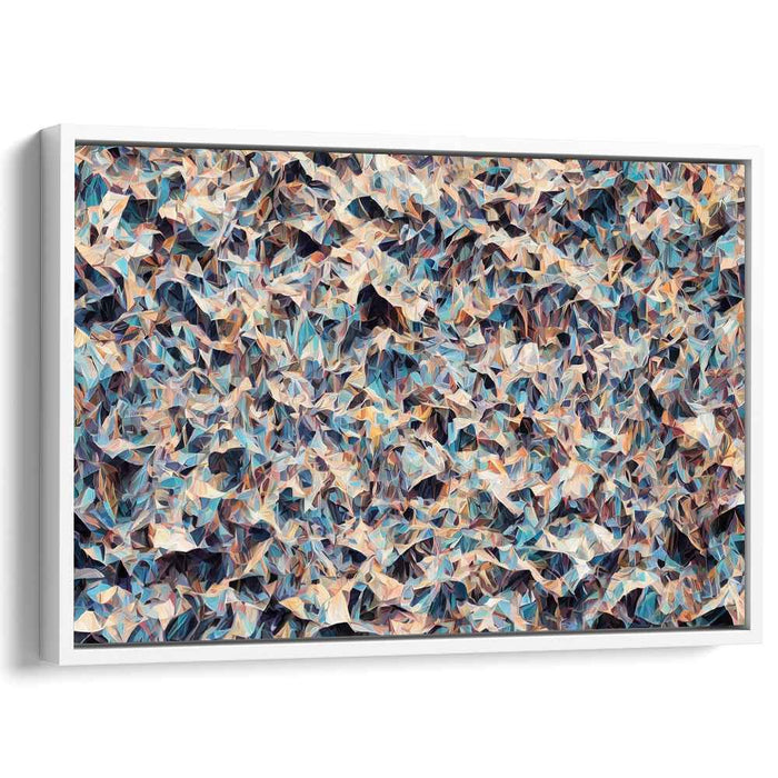 Harmonious Chaos: Abstract Cubist Blue and Beige Canvas Art Print