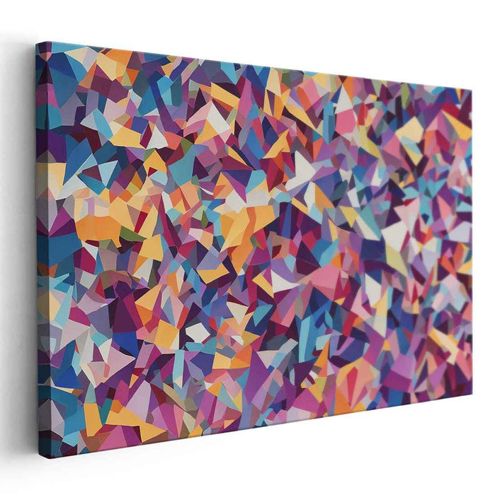 Neon Prism Harmony: Vibrant Geometric Abstraction Canvas Art