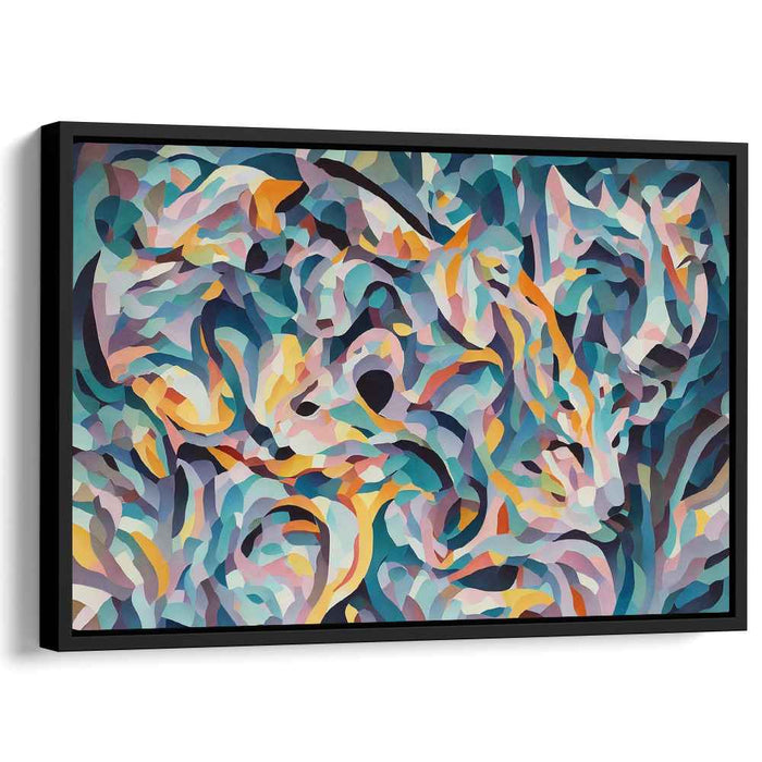 Teal Tranquility: Abstract Cubist-Inspired Canvas Art Print