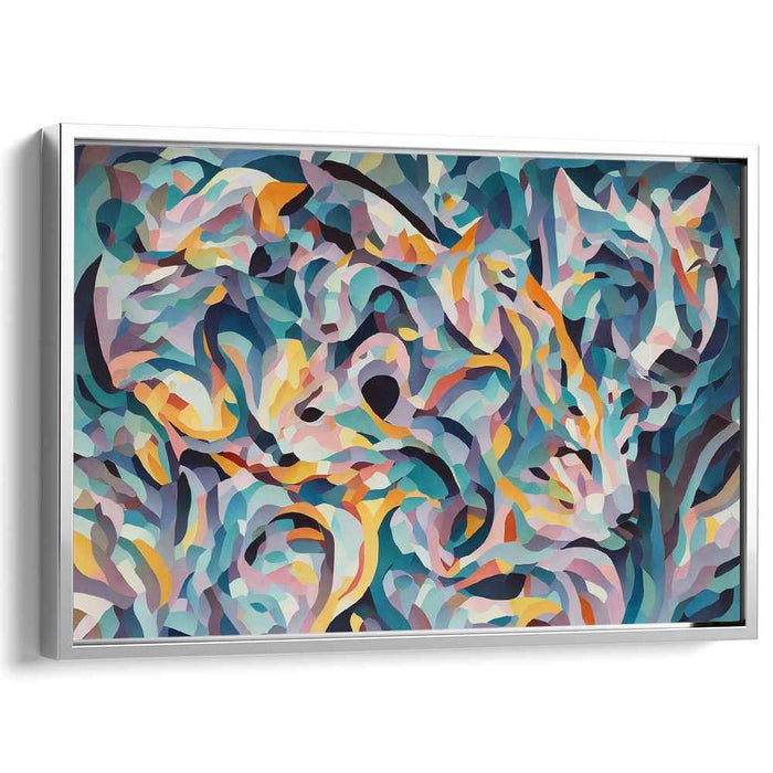 Teal Tranquility: Abstract Cubist-Inspired Canvas Art Print