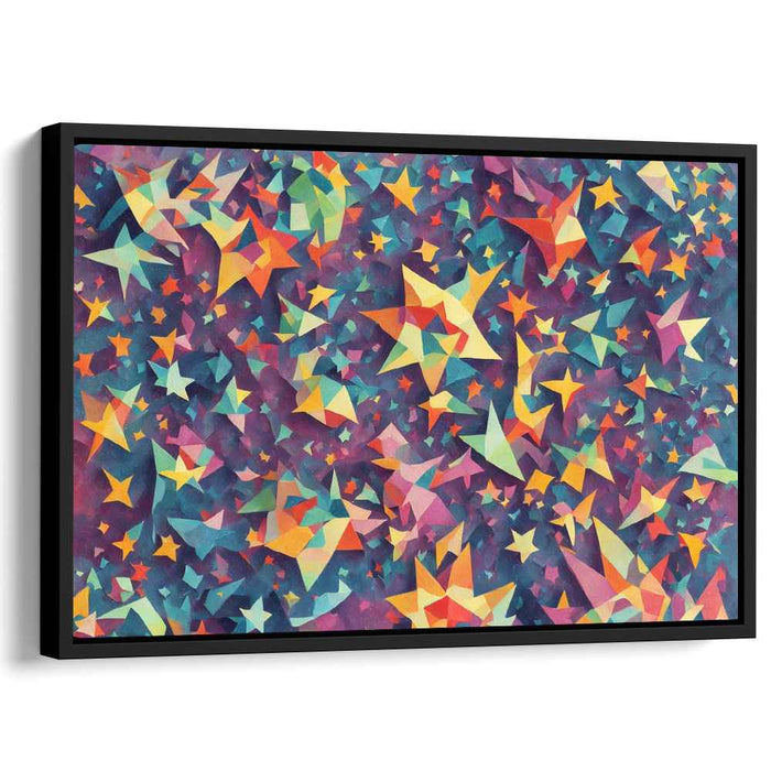 Cosmic Prism Bliss: Vibrant Geometric Starry Night Canvas Art Print
