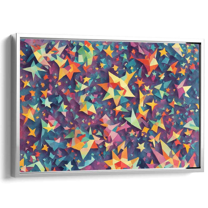 Cosmic Prism Bliss: Vibrant Geometric Starry Night Canvas Art Print