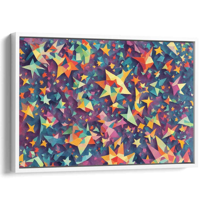 Cosmic Prism Bliss: Vibrant Geometric Starry Night Canvas Art Print