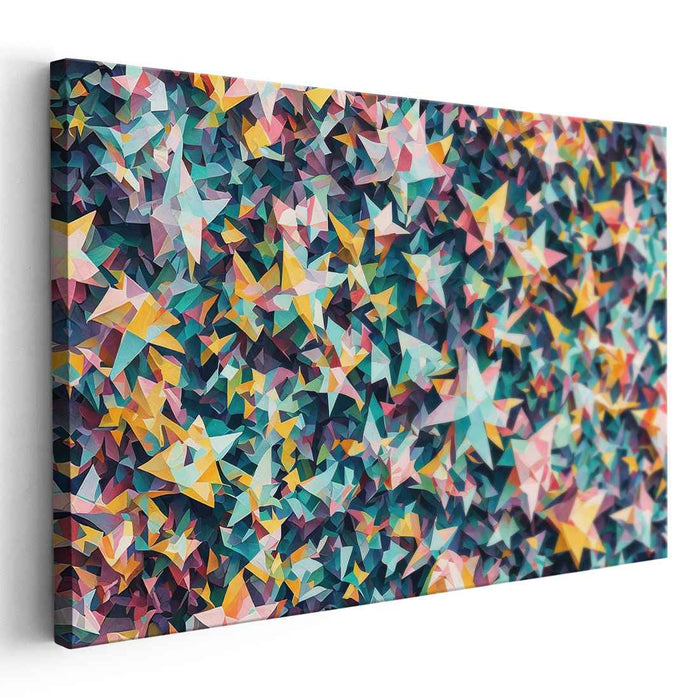 Celestial Balance: Vibrant Geometric Abstract Star Pattern Canvas Art