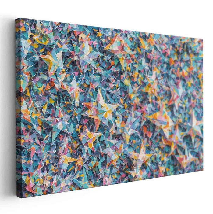 Kaleidoscopic Origami Symphony: Vibrant Geometric Canvas Art