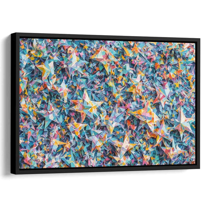 Kaleidoscopic Origami Symphony: Vibrant Geometric Canvas Art