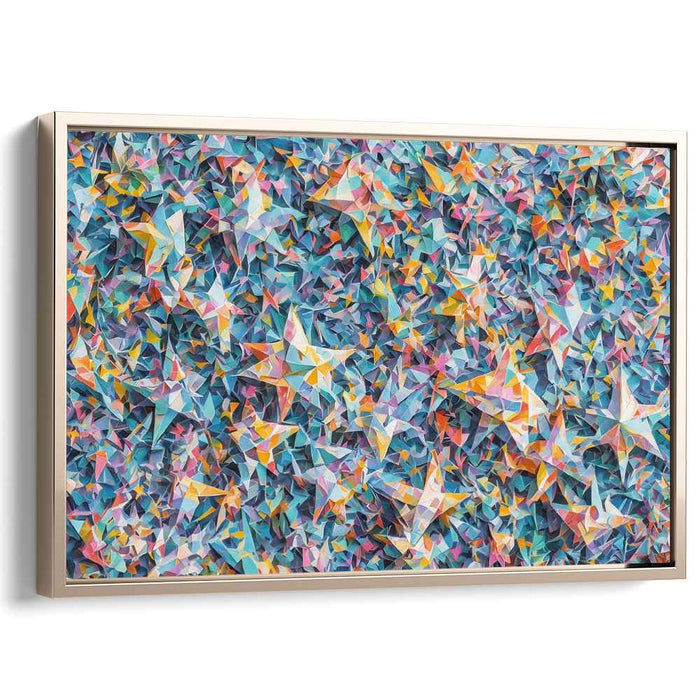 Kaleidoscopic Origami Symphony: Vibrant Geometric Canvas Art