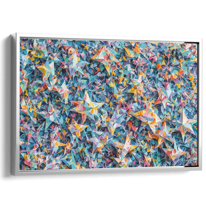 Kaleidoscopic Origami Symphony: Vibrant Geometric Canvas Art