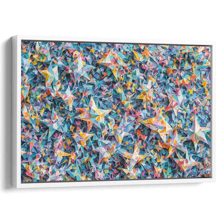 Kaleidoscopic Origami Symphony: Vibrant Geometric Canvas Art