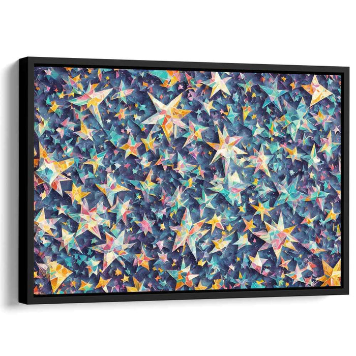 Cosmic Prism Dance: Vibrant Geometric Stars Canvas Art Print