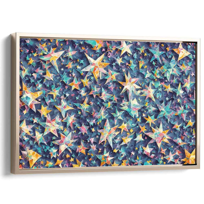 Cosmic Prism Dance: Vibrant Geometric Stars Canvas Art Print