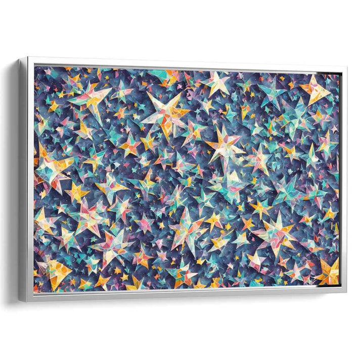 Cosmic Prism Dance: Vibrant Geometric Stars Canvas Art Print